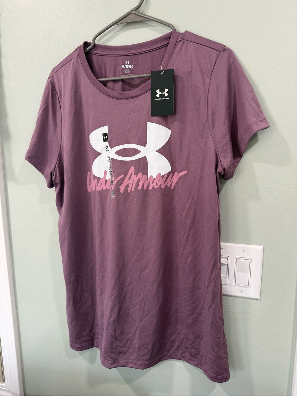 Under Armour Women's Short Sleeve Logo Tee - Dusty Mauve with White Logo